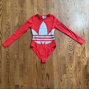 Adidas sz S red bodysuit athletic long sleeve